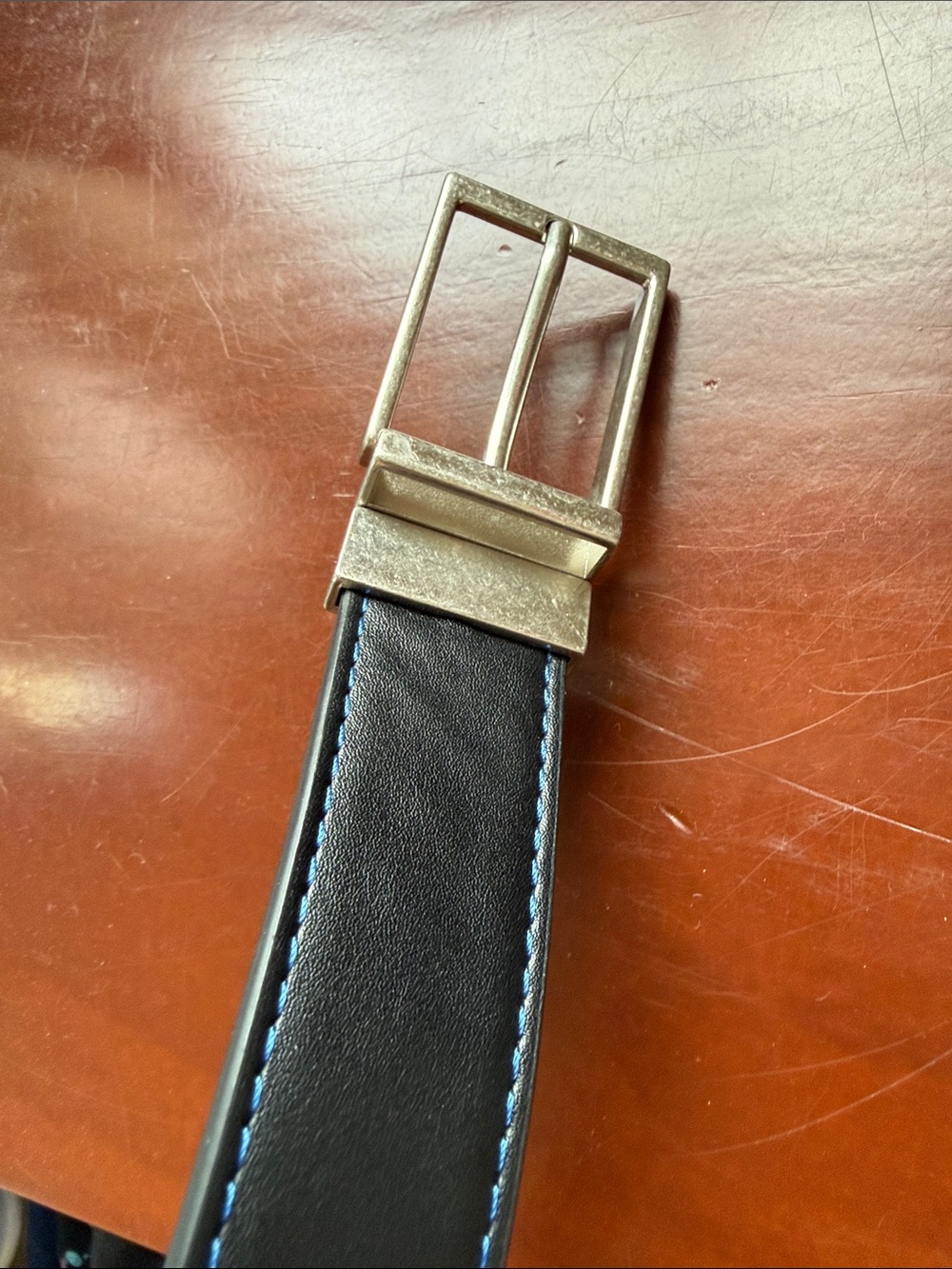 YOUTH Black Leather Belt with Silver Buckle - XL / XXL